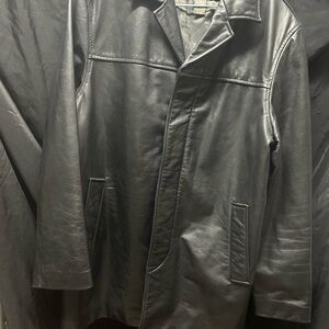 Banana Republic Black Leather Trench Coat
